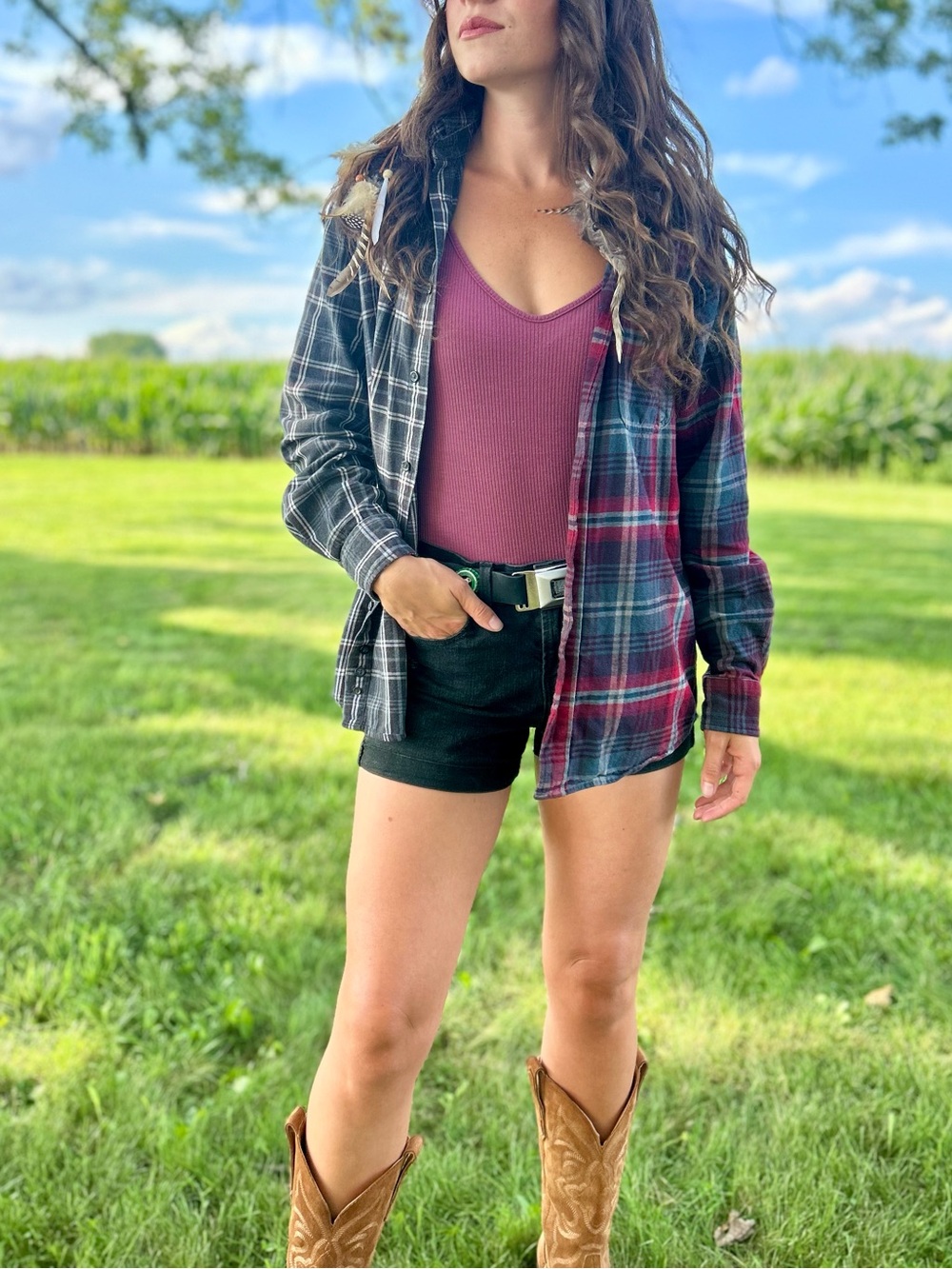 Upcycled Split Plaid